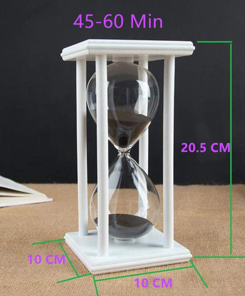 Lodunsyr Hourglass Timer for 60 Minutes Sandglass Timer for Kitchen Living Room Home Office Desk Bedroom Party Festival Coffee Table Book Shelf School Game Sand Timer Clock (White Frame Black Sand) - Image 2